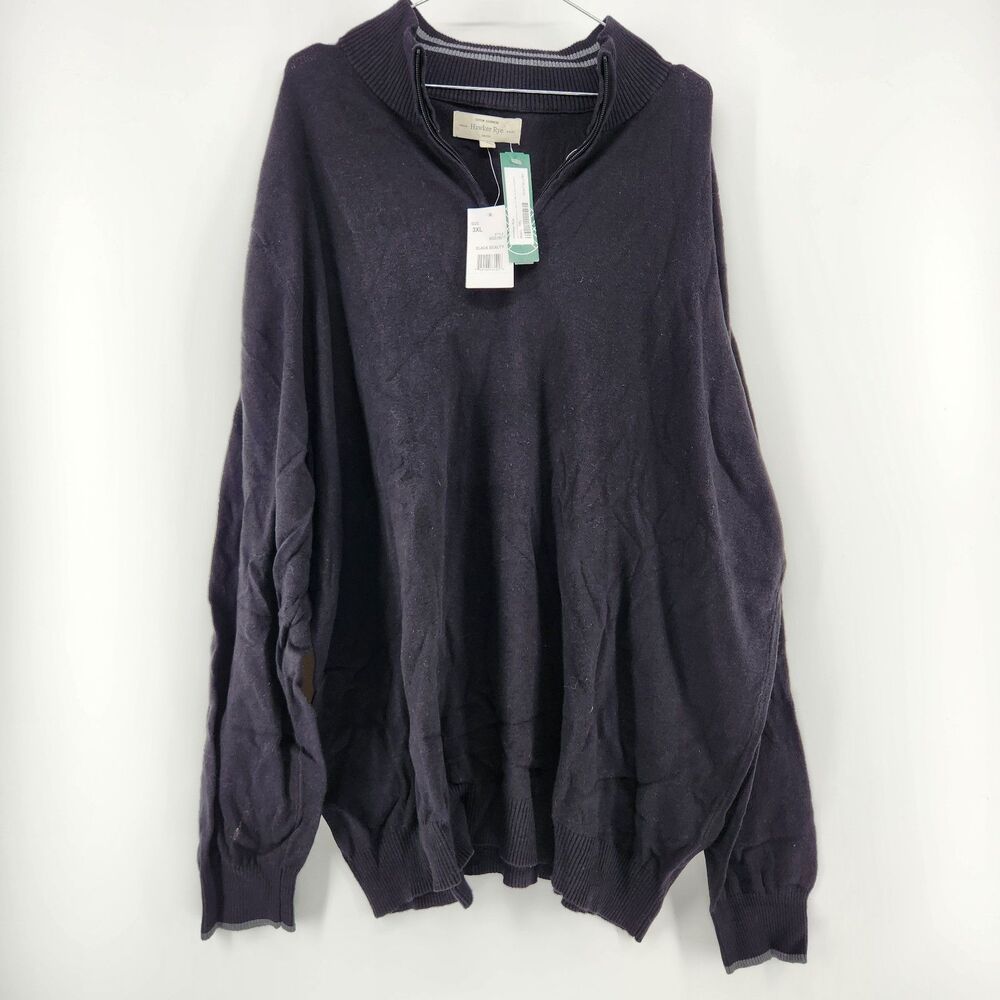 Hawker‎ Rye Men's Black 3XL Cashmere Blend Zip Mock Neck Sweater NWT